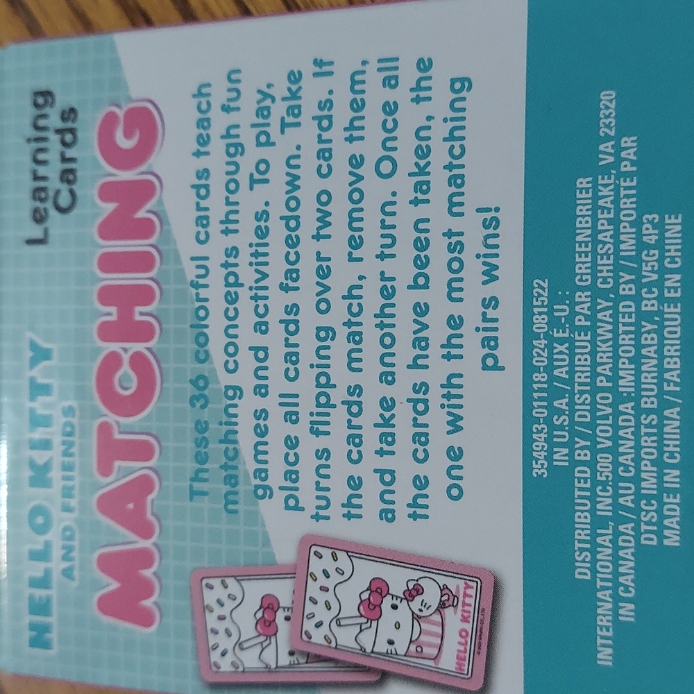 Hello Kitty & Friends Matching Learning Cards - Picture 3 of 4